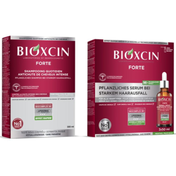 Bioxcin Forte Set für intensiven Haarausfall 300 ml Shampoo + 3x 50ml Serum