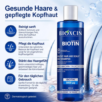 Bioxcin Biotin Shampoo for All Hair Types - 300 ml