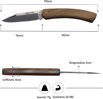 Edelwild Jagd/- Taschenmesser Anaconda aus Chirurgiestahl (Olivenholz)