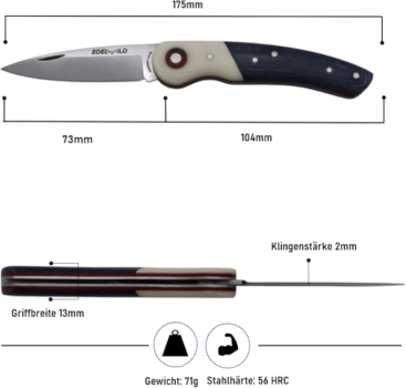 Edelwild Jagd/- Taschenmesser Python (blau/weiß)