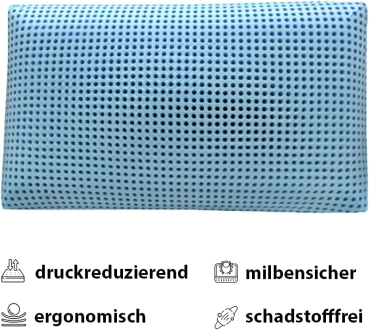 Preview: MAPE Duftkissen Nackenstützkissen viscoelastischer Thermo-Soft-Schaum mit 100% Baumwollbezug (Eukalyptus, 73 x 43 x 13,8 cm)