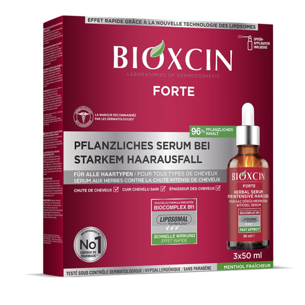 Bioxcin Forte Set für intensiven Haarausfall 300 ml Shampoo + 3x 50ml Serum