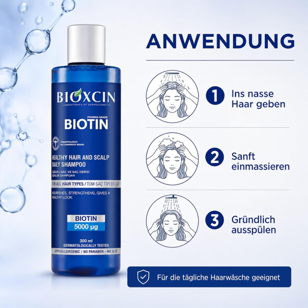 Bioxcin Biotin Shampoo for All Hair Types - 300 ml