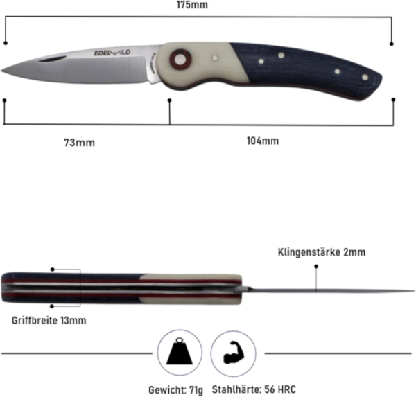 Edelwild Jagd/- Taschenmesser Python (blau/weiß)