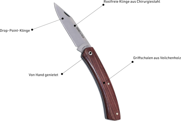 Edelwild Jagd/- Taschenmesser Anaconda aus Chirurgiestahl (Veilchenholz)