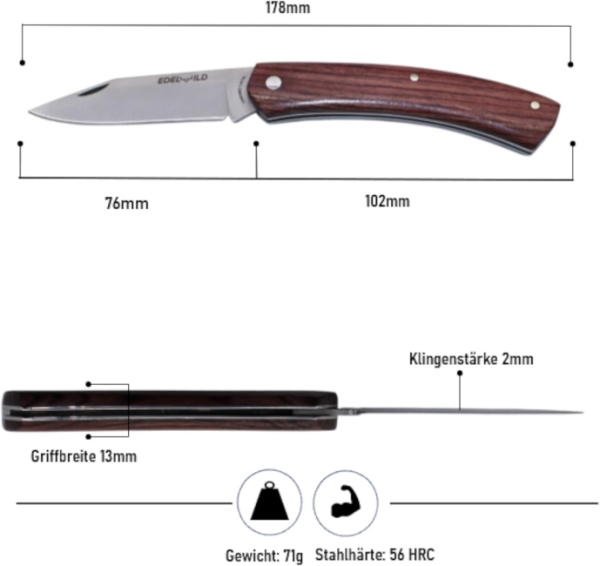 Edelwild Jagd/- Taschenmesser Anaconda aus Chirurgiestahl (Veilchenholz)