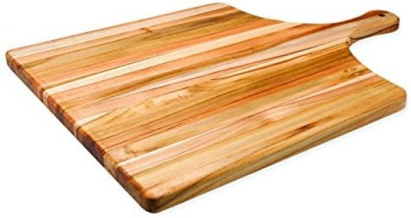 Teak chopping board, rectangular, with handle (TH519)
