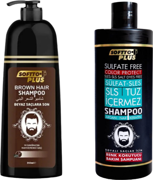 Softto Plus Braun-Haar Shampoo 350 ml + Sulfat freies Farbpflegeshampoo 400ml