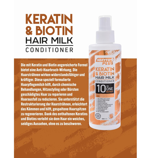 Softto Plus 10in1 Keratin & Biotin Conditioner Hair Milk - 200 ml