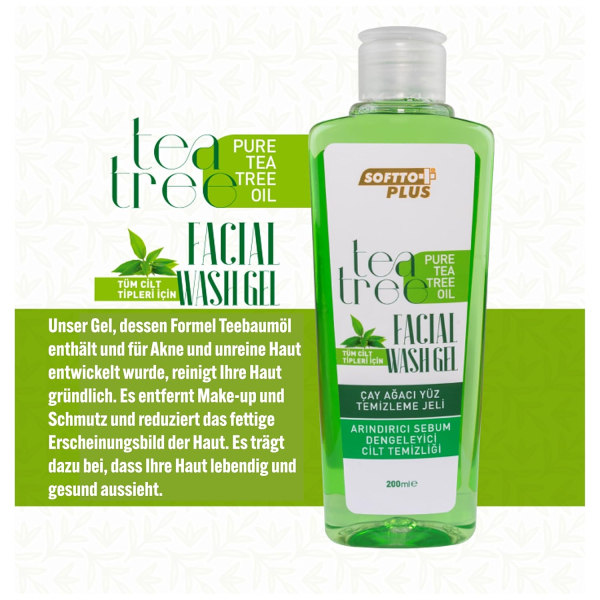 Softto Plus Tea Tree Facial Wash Gel - 200 ml