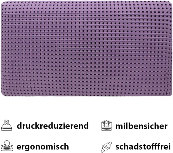 MAPE Duftkissen Nackenstützkissen viscoelastischer Thermo-Soft-Schaum mit 100% Baumwollbezug (Lavendel, 73 x 43 x 13,8 cm)