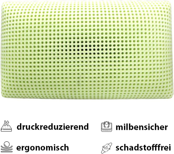 MAPE Duftkissen Nackenstützkissen viscoelastischer Thermo-Soft-Schaum mit 100% Baumwollbezug (Aloe Vera, 70 x 40 x 16 cm)